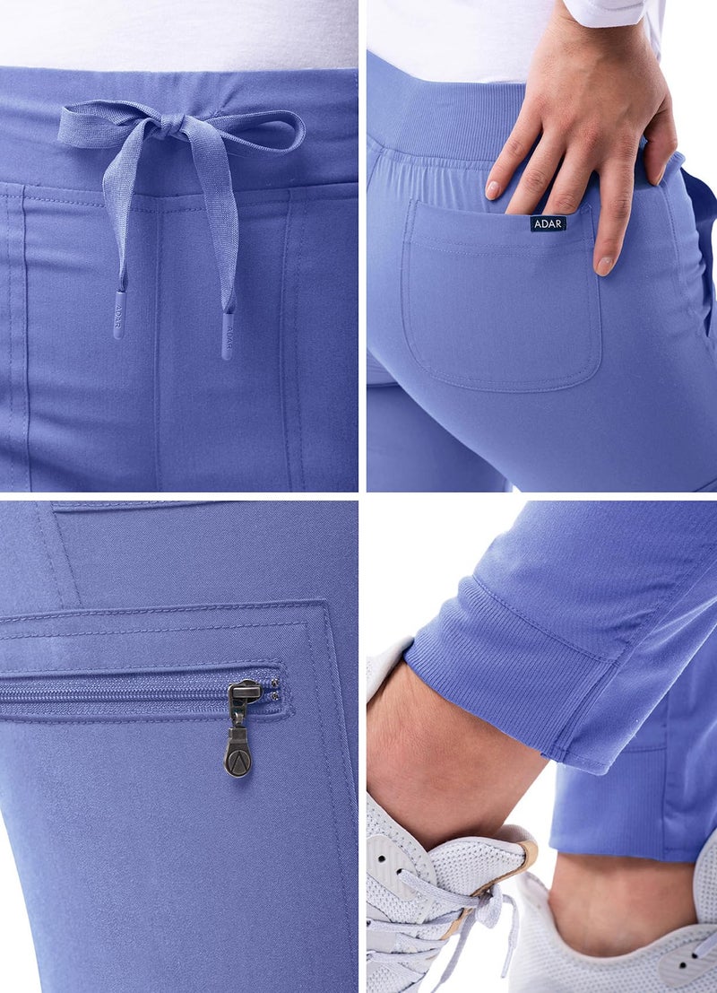 Adar Uniforms Pro Scrubs for Women, Ultimate Yoga Jogger Scrub Pants, P7104, Ceil Blue, M - Image 4